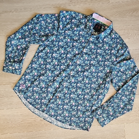john lennon Other - John Lennon Blue Floral Buttondown Shirt XXL